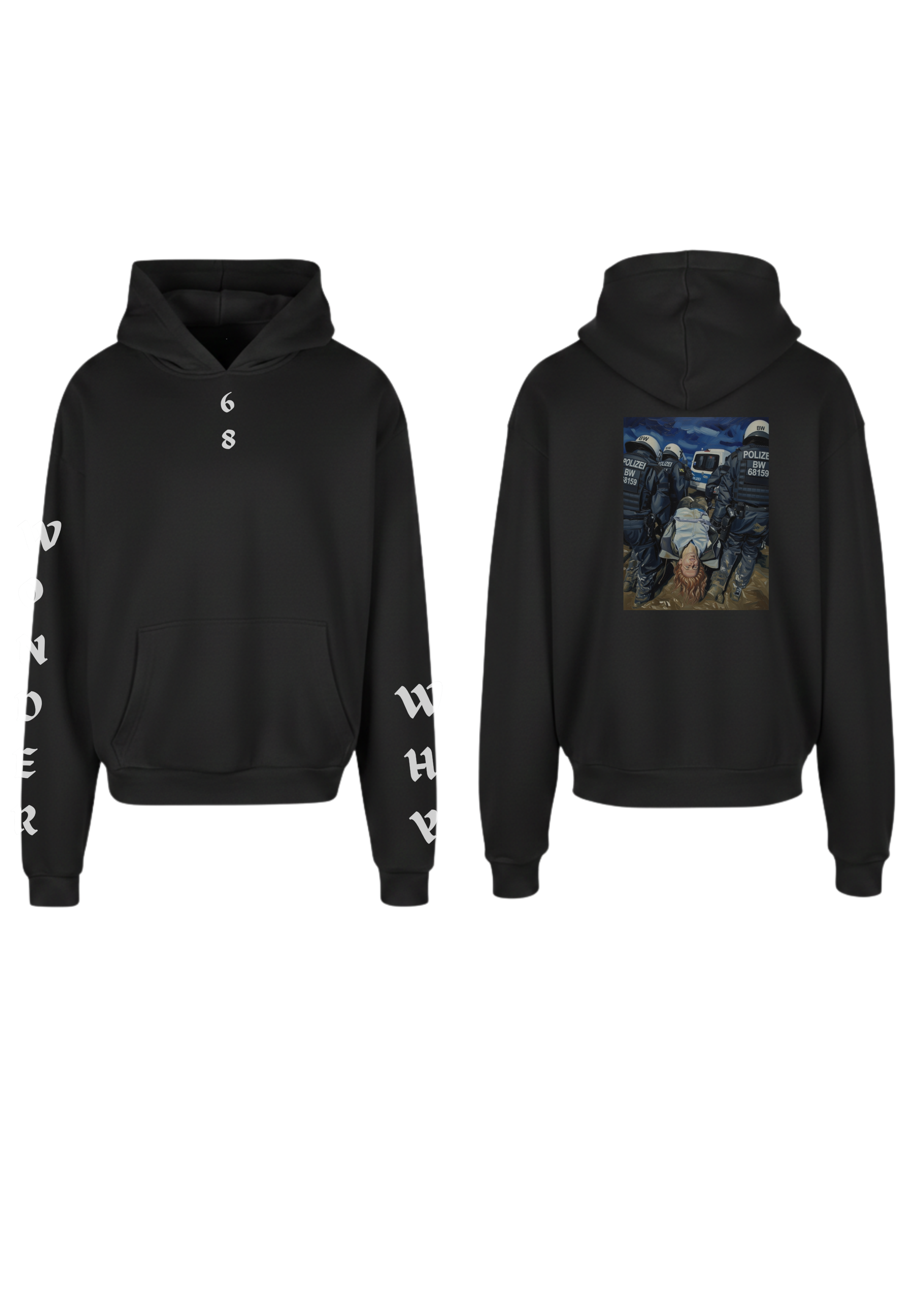 OVERSIZED HOODY WEARABLE ART Never give up